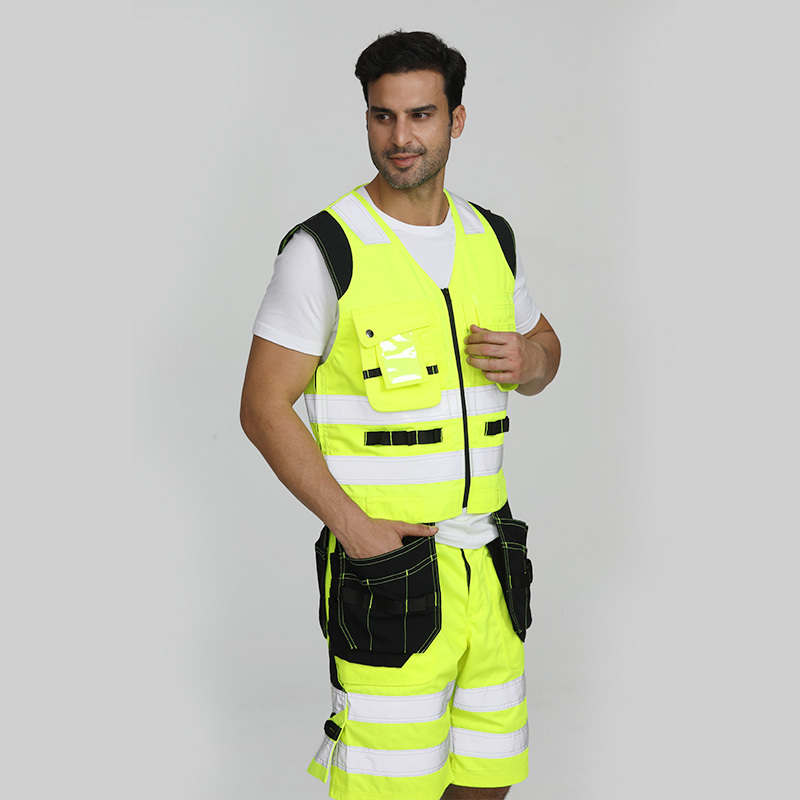 Reflective safety hi vis vest with Chest pockets