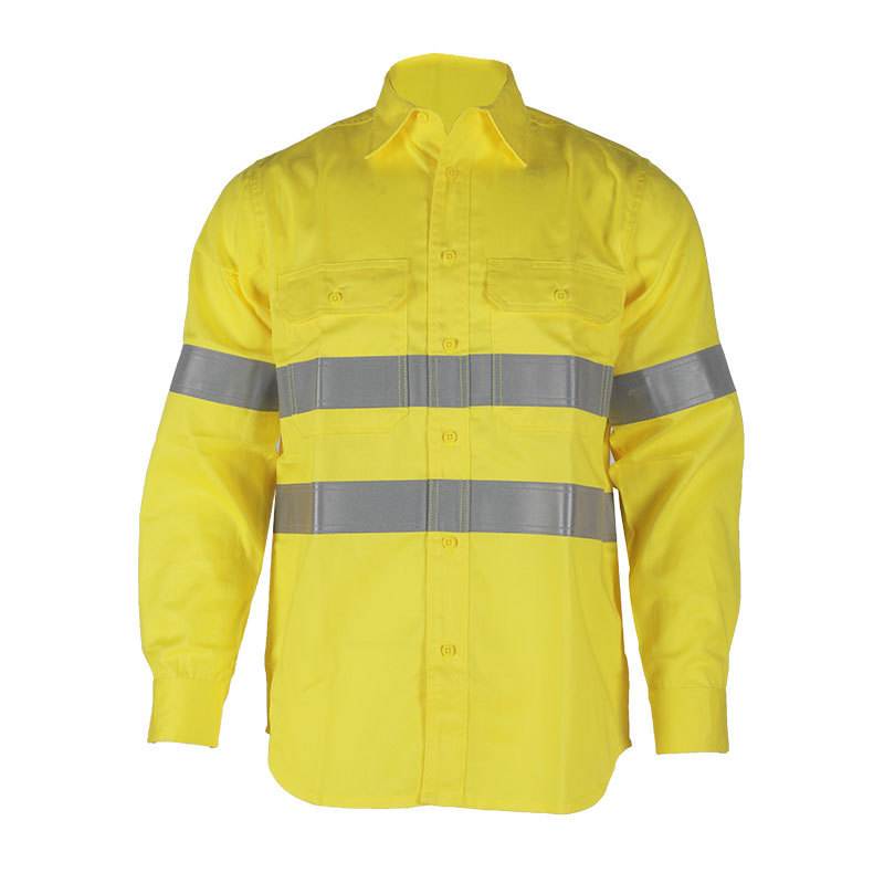 Multi Function Men Work Construction Reflective Safety Shirt Hi Vis Fire Resistant Work Shirt