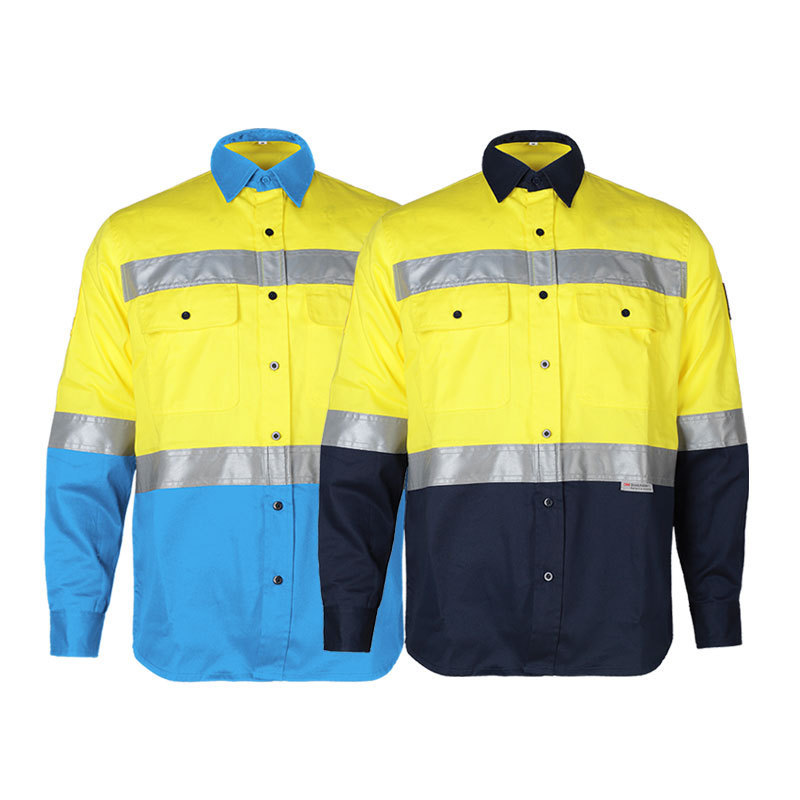 Multi Function Men Work Construction Reflective Safety Shirt Hi Vis Fire Resistant Work Shirt