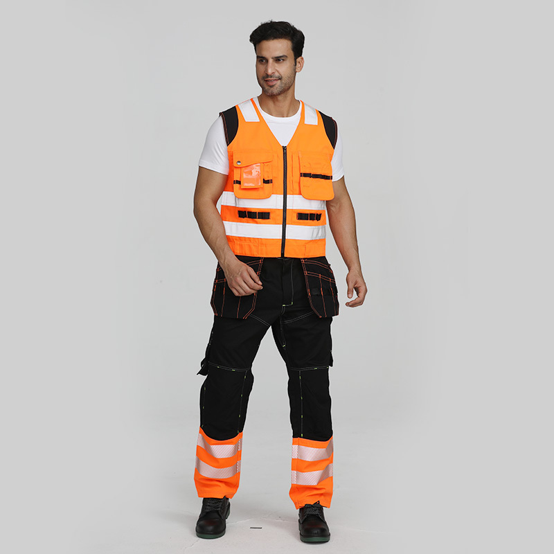 Reflective safety hi vis vest with Chest pockets