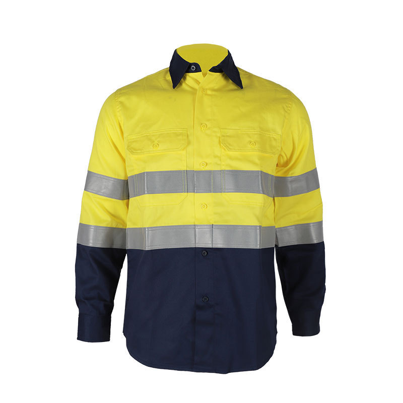 Multi Function Men Work Construction Reflective Safety Shirt Hi Vis Fire Resistant Work Shirt