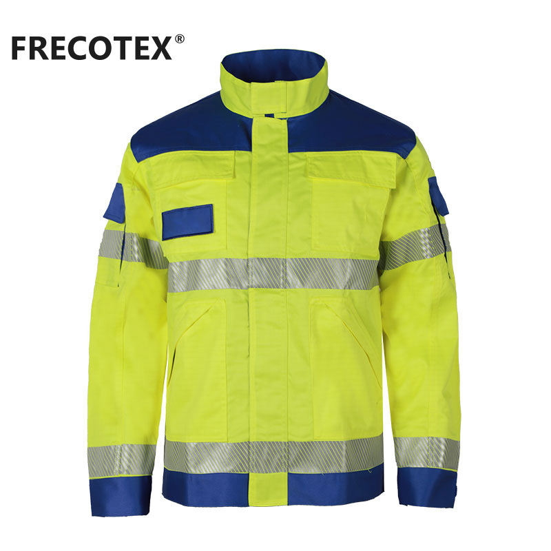 Factory Supply High Visibility Safety Work Clothes Construction Security Workwear 3M Reflective Work Jacket for Mens Cotton