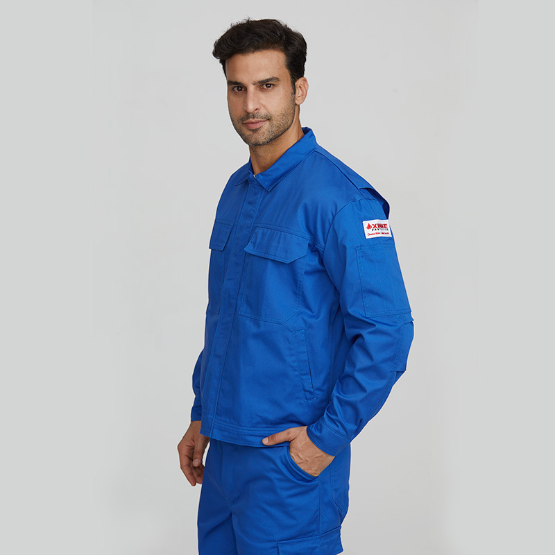 Wholesale custom industrial safety electrician uniforms construction clothing blue wear rough workwear for mining