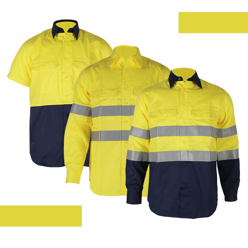 Multi Function Men Work Construction Reflective Safety Shirt Hi Vis Fire Resistant Work Shirt