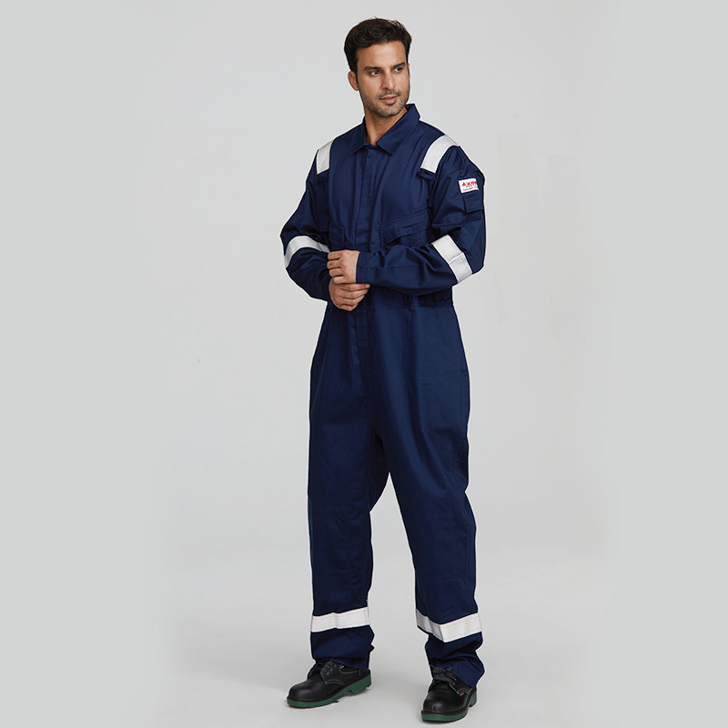 Factory Supply Bule EN Standard Mechanics Metals Industry Fire Resistant Suit Fire Retardant FR fireproof Coverall