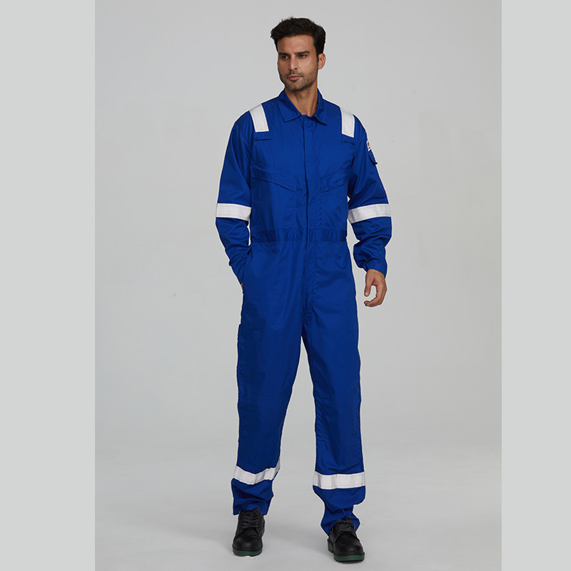 Factory Supply Bule EN Standard Mechanics Metals Industry Fire Resistant Suit Fire Retardant FR fireproof Coverall