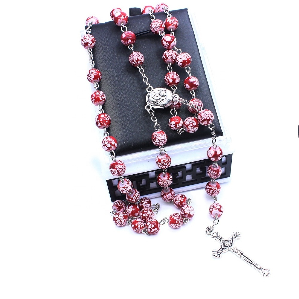 Our Lady of Guadalupe Rosary Gift set Includes unique Marbled Turquoise Glass beads Rosary with a Virgin of Guadalupe medal