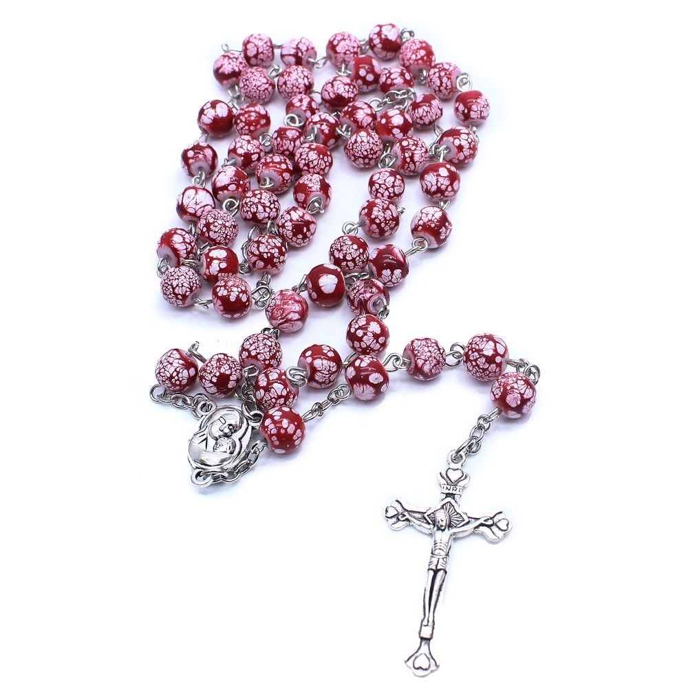 Our Lady of Guadalupe Rosary Gift set Includes unique Marbled Turquoise Glass beads Rosary with a Virgin of Guadalupe medal