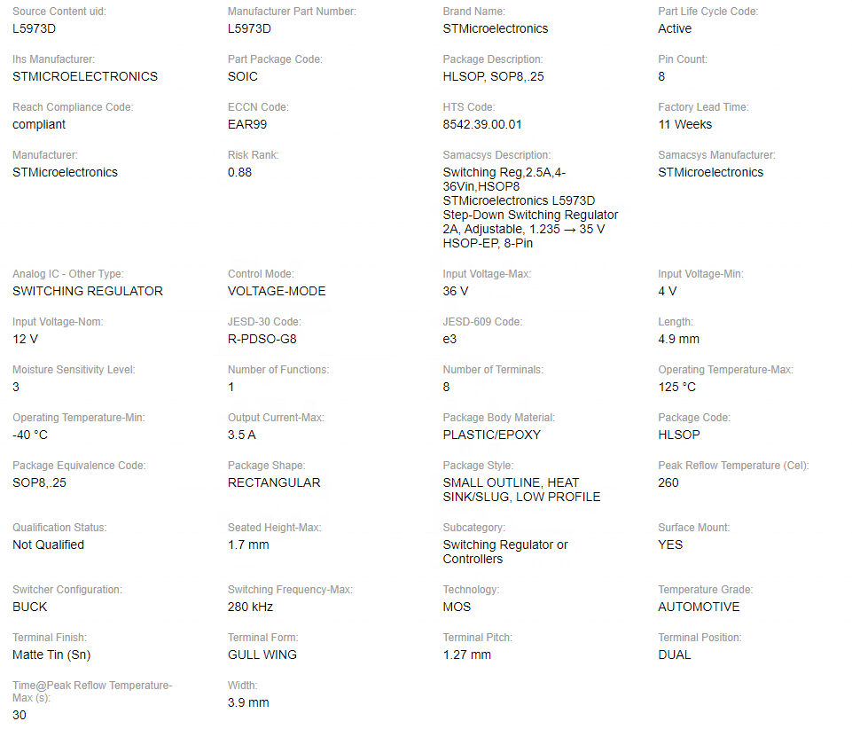 L5973D Switching Regulator or Controllers IC REG BUCK ADJ 2.5A 8HSOP integrated circuits ic chip L5973D