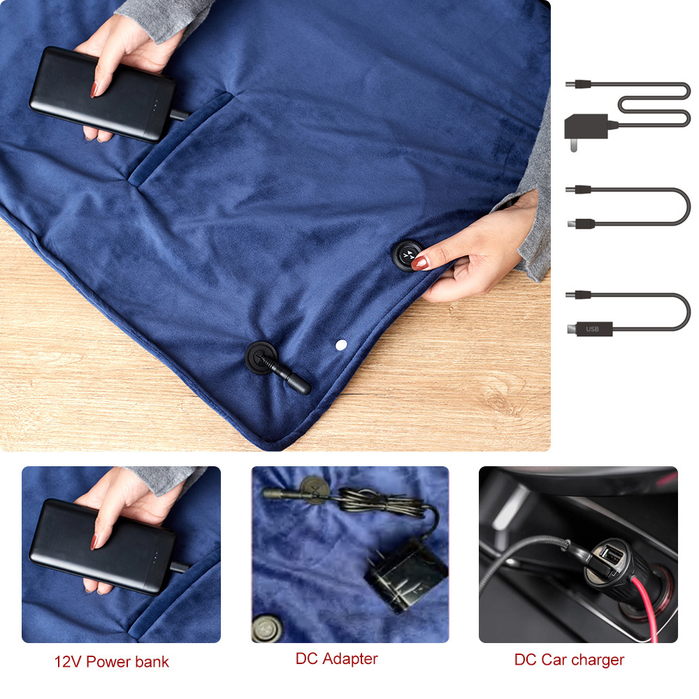 Guangdong Rechargeable Battery Operated 12 Volt Throw UK Plug Electric Heated USB Graphene Blanket