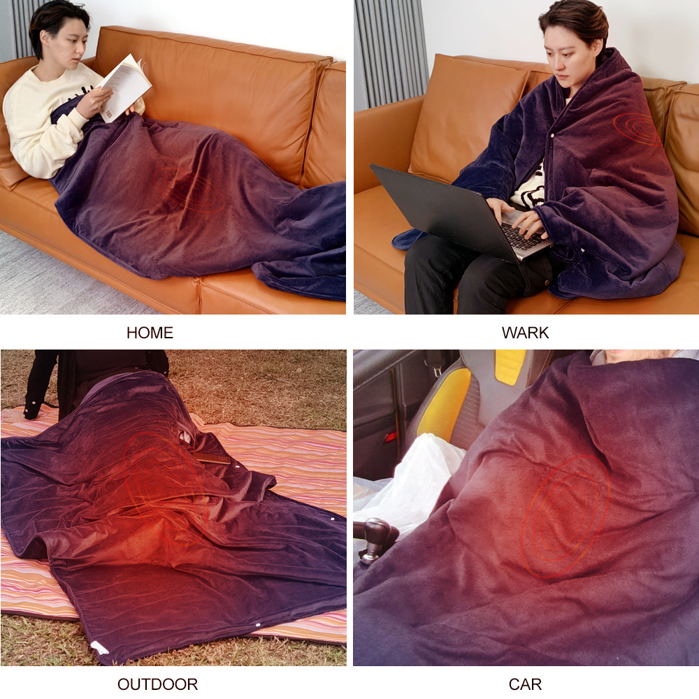 Guangdong Rechargeable Battery Operated 12 Volt Throw UK Plug Electric Heated USB Graphene Blanket