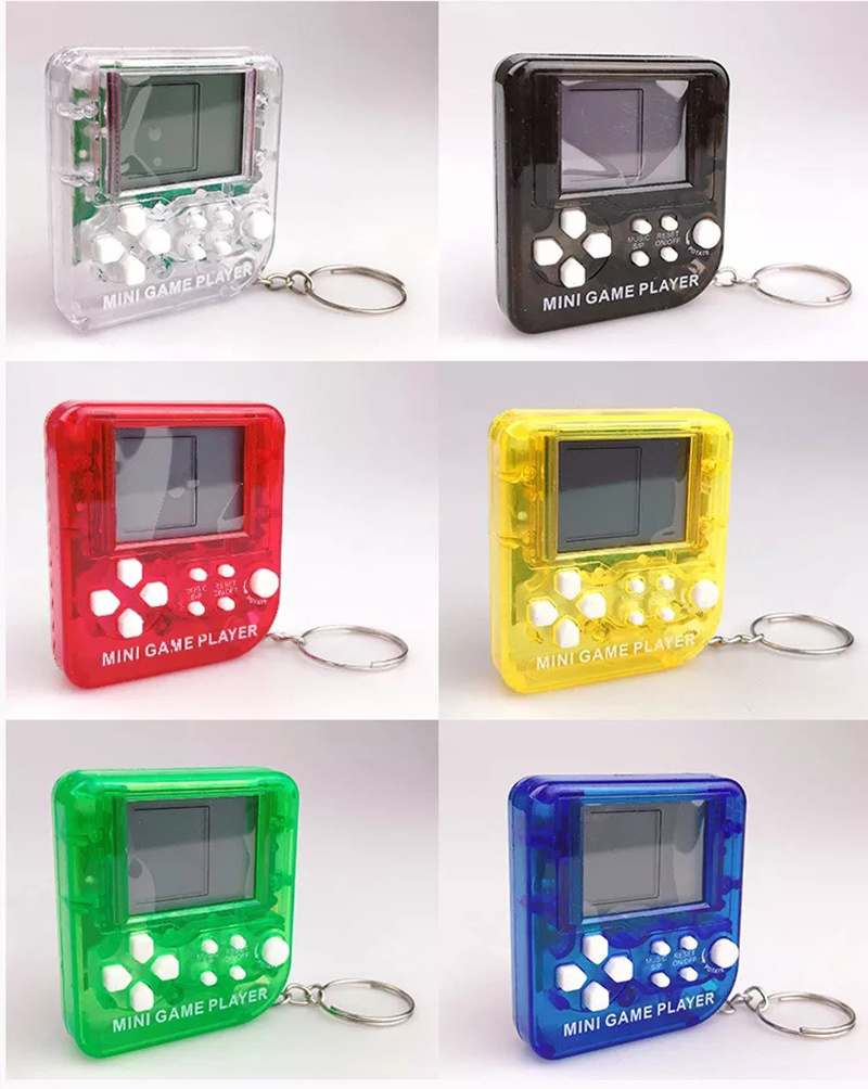 2022 wholesale Brick Game Console Keychain Mini Brick Classical Portable Game Console With Hanging Chain 26 Games