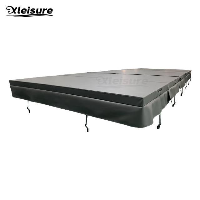 customize outdoor 7M grey swim pool cover rectangle foldable spa hot tub cover convenient storage