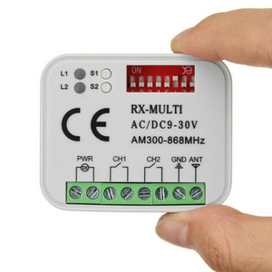 Universal Garage Door Remote Control Receiver 2 CH Controller Switch For 300-900 MHz Transmitter RX Multi Frequency