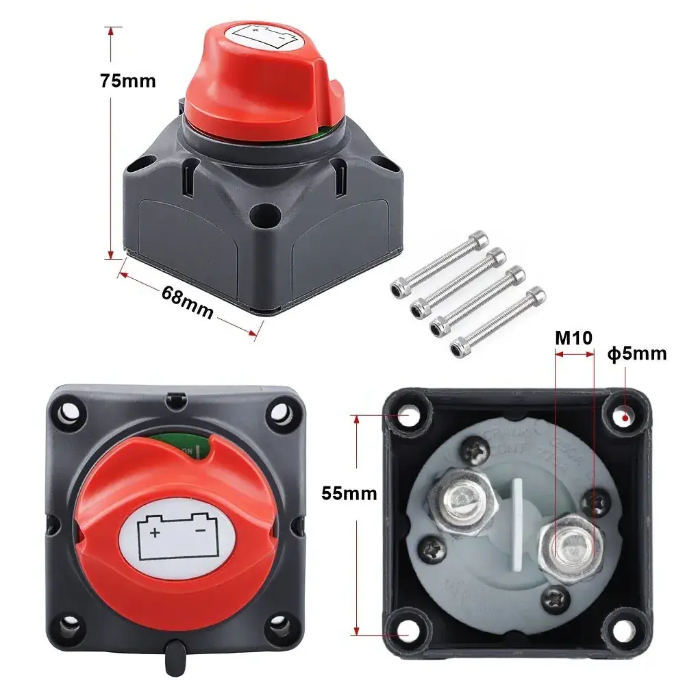 Battery Disconnect Switch 12V 24V 300A Car Isolator Disconnect Rotary Switch 2 and 3 Position Cut Off Switch for VR Camper Boat