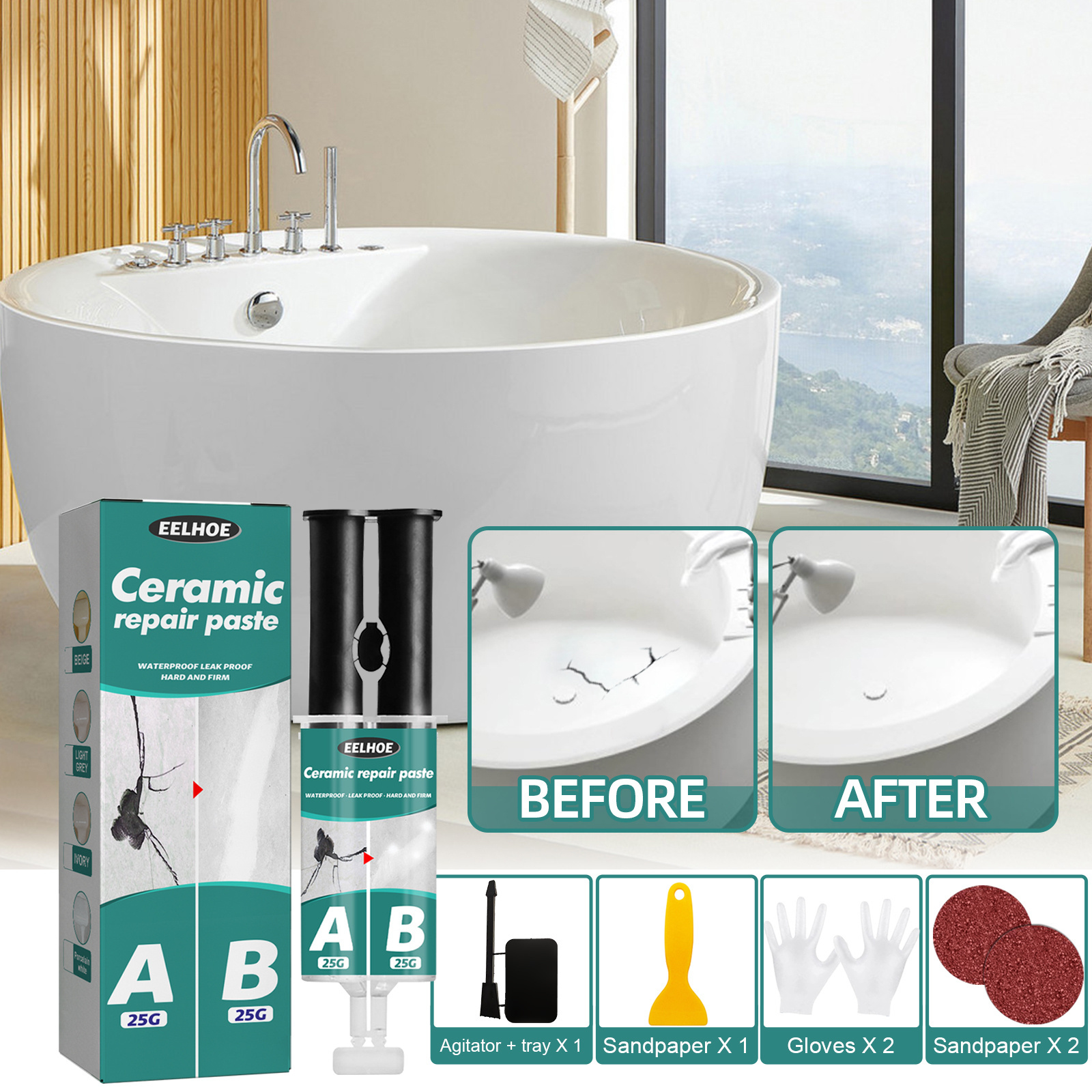 Surface Repair Kit - Ceramic, tile and marble Tile repair AB glue