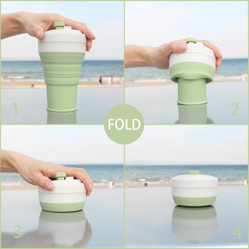 Outdoor Silicone Reusable Collapsible Travel Drinking Cup 450ml Silicone Foldable Cups Mugs