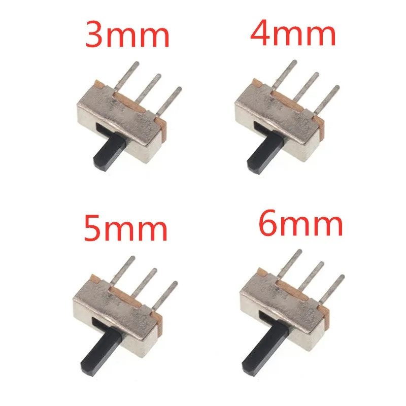 SS12D00 Interruptor on-off mini Slide Switch 3pin 1P2T 2 Position High quality toggle switch Handle length:3MM/4MM/5MM/6MM