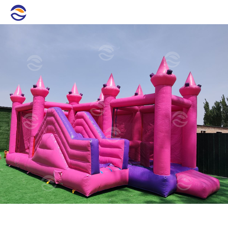 In Stock Light Modern Pastel All Moon Inflatable Pink Jumping Jump Castle Bounce House Combo With A Slide Sale