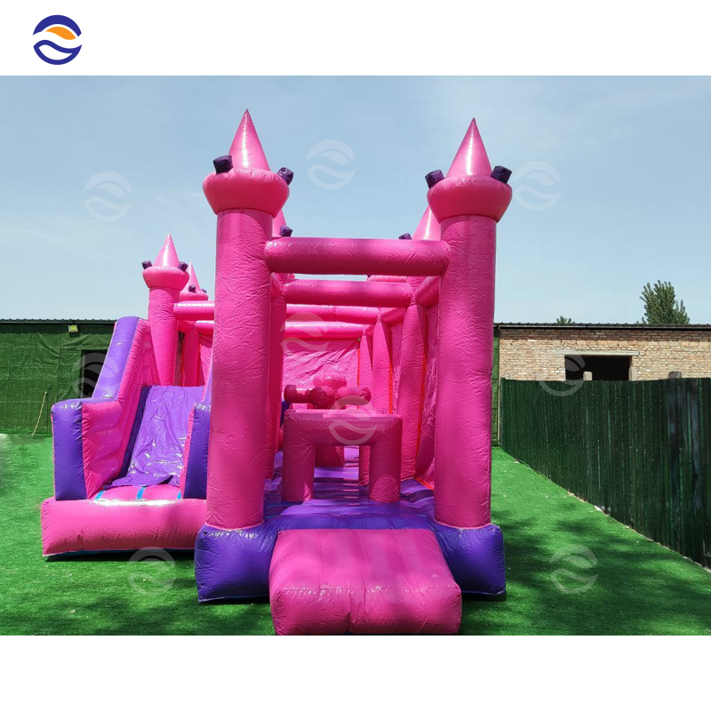 In Stock Light Modern Pastel All Moon Inflatable Pink Jumping Jump Castle Bounce House Combo With A Slide Sale