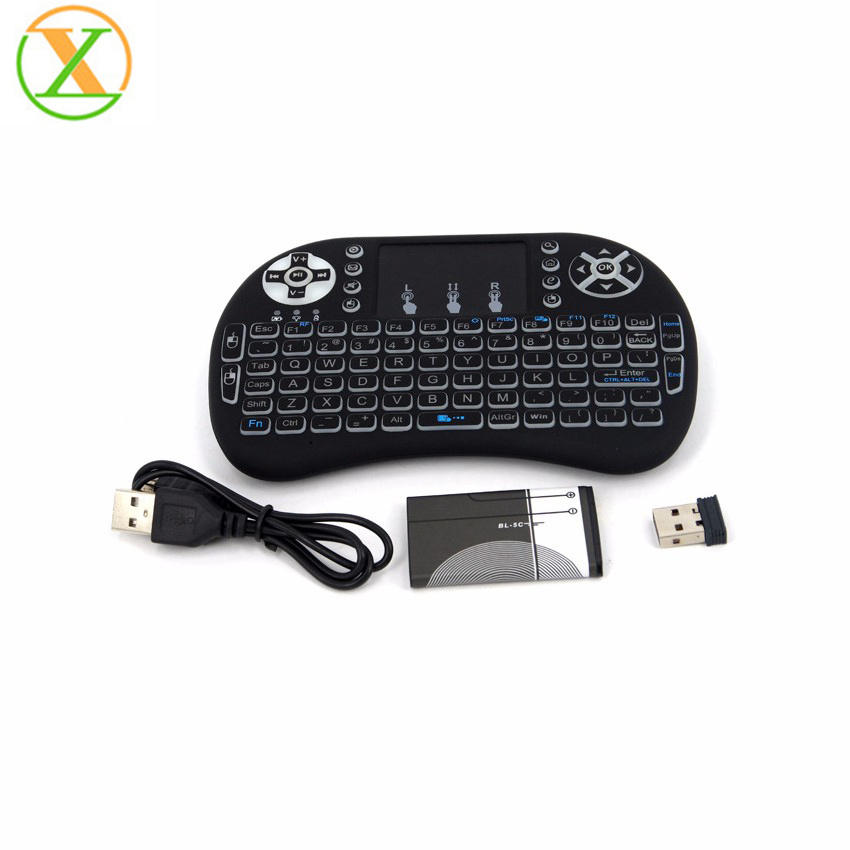 2024 Hot selling Backlight 2.4GHz i8 mini Wireless Keyboard Touch Pad i8 air fly mouse Backlit Keyboard for android tv box