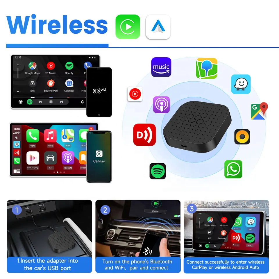 3 in 1 Android 11.0 Wireless Carplay Android Auto Android Auto AI Box Carplay Wireless Adapter for BMW Audi a6 c7 Carplay