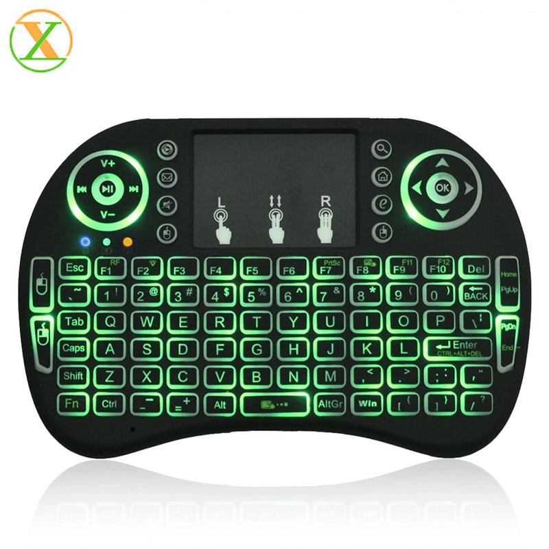 2024 Hot selling Backlight 2.4GHz i8 mini Wireless Keyboard Touch Pad i8 air fly mouse Backlit Keyboard for android tv box