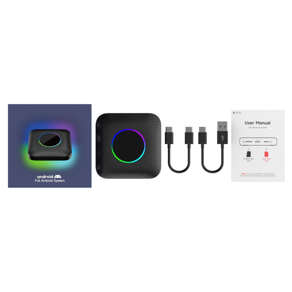 Tbox-Led Wireless Carplay Ai Box Android 13 System Universal Wired Auto Carplay Mini Carplay Ai Box With Youtube Car Play