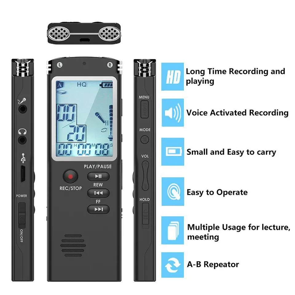 Factory sales T60 voice recorder HD noise reduction player wholesale smart conference learning life music player