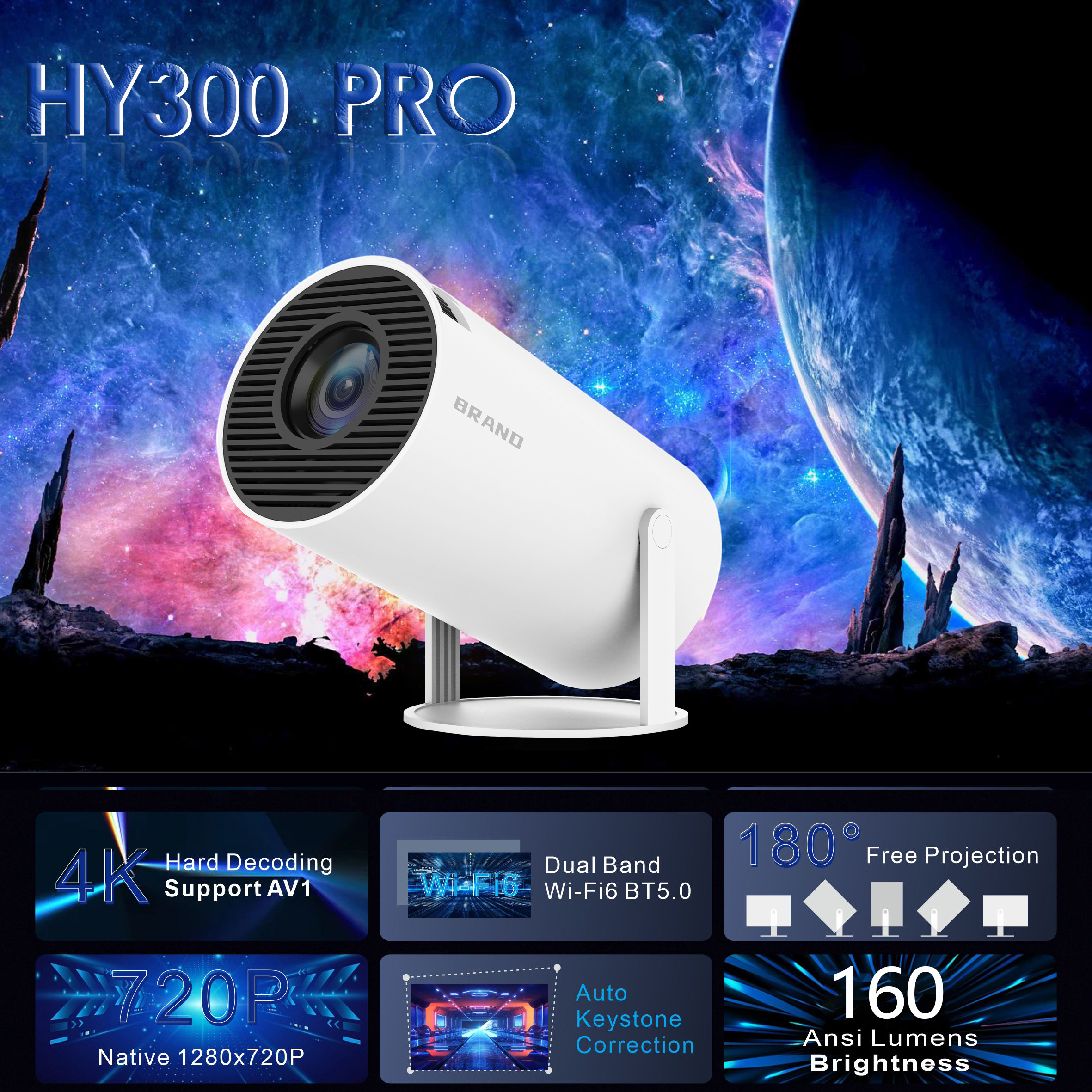 hy300 pro portable 4K smart projetor 4K full hd video online android 11 projector proyector 160 ANSI lumen