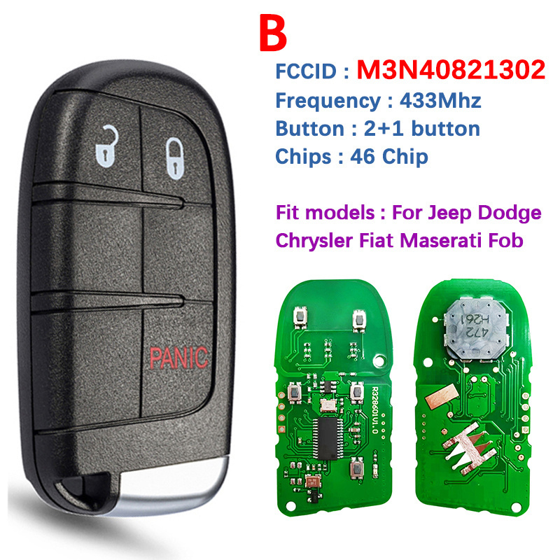 Aftermarket car door unlock master key For J-eep D-odge Chrysler F-iat Universal Smart Remote Fob M3N408213023N ID46 Chip 434MHZ