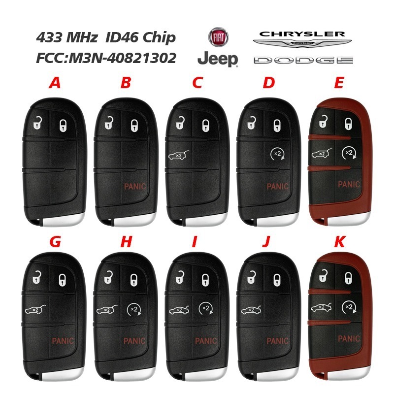 CN086054 2/3/4/5 Buttons universal smart key For Jeep dodge fiat chrysler ID46 434MHZ FCC ID :M3N40821302 Multi-function program