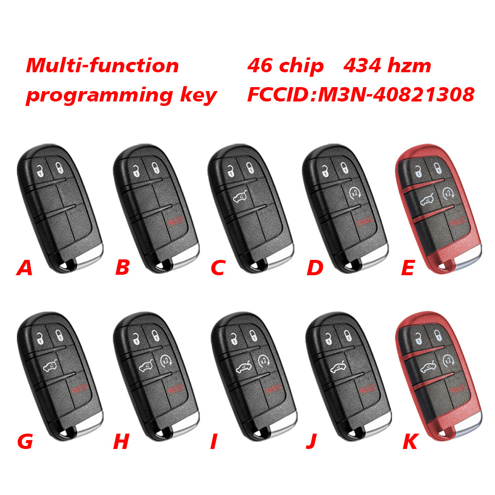 Aftermarket car door unlock master key For J-eep D-odge Chrysler F-iat Universal Smart Remote Fob M3N408213023N ID46 Chip 434MHZ