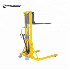 Hydraulic straddle pallet stacker with 1600mm lifting height