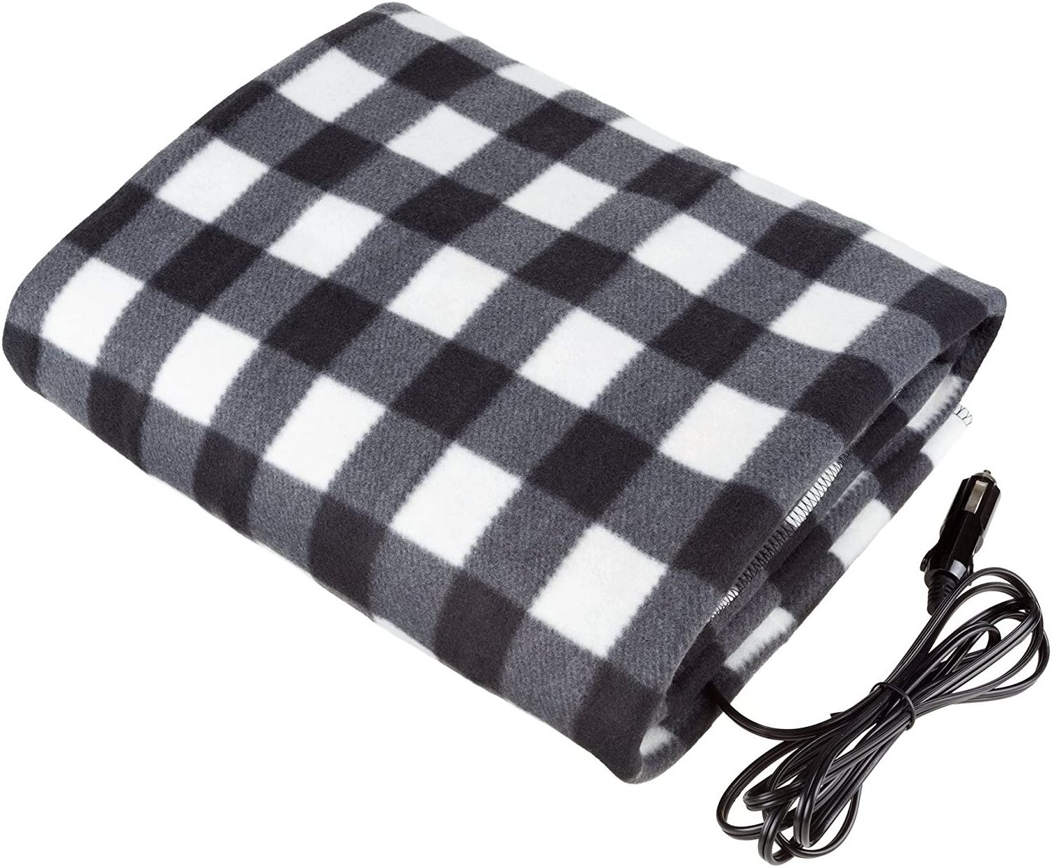 polyester plaid 12V Electric Heated Blanket for car camping outdoor pad blanket