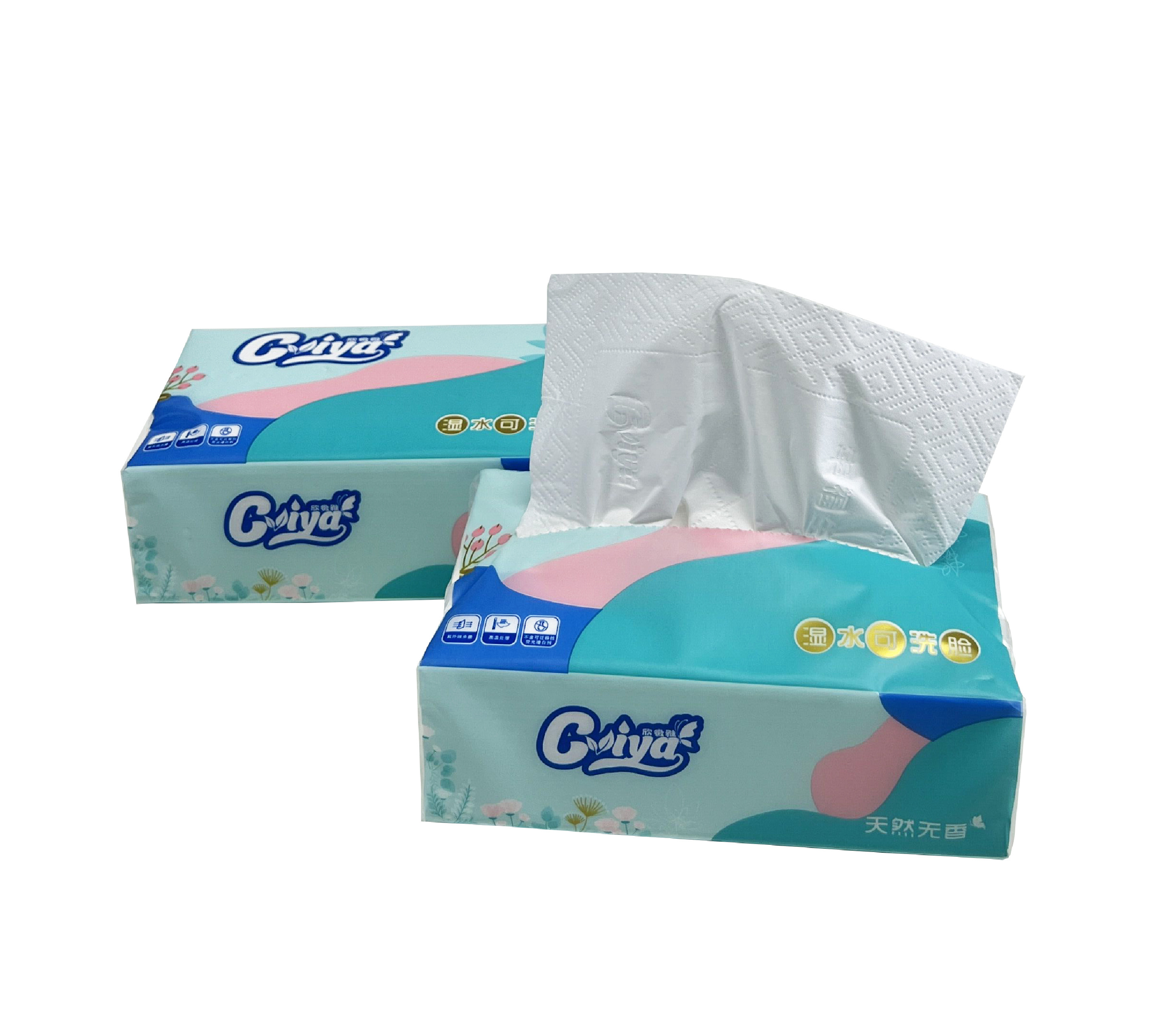 Customized Logo Soft Skin Caring Tissue Paper Napkin  Facial Tissue In Bag For Hotel Home