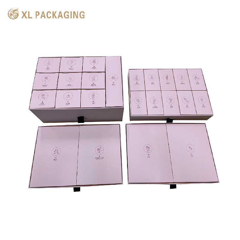 Beauty pink box Customized Glitter paper with 4 layers drawer box luxuriant 25 Advent Calendar packaging cosmetic Box