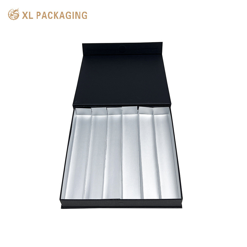 OEM Custom Luxury Black Texture Paper Biscuit Chocolate Candy Gift Box Rigid Boxes With Paper Divider