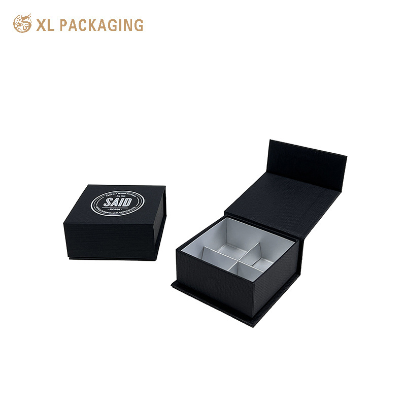 OEM Custom Luxury Black Texture Paper Biscuit Chocolate Candy Gift Box Rigid Boxes With Paper Divider