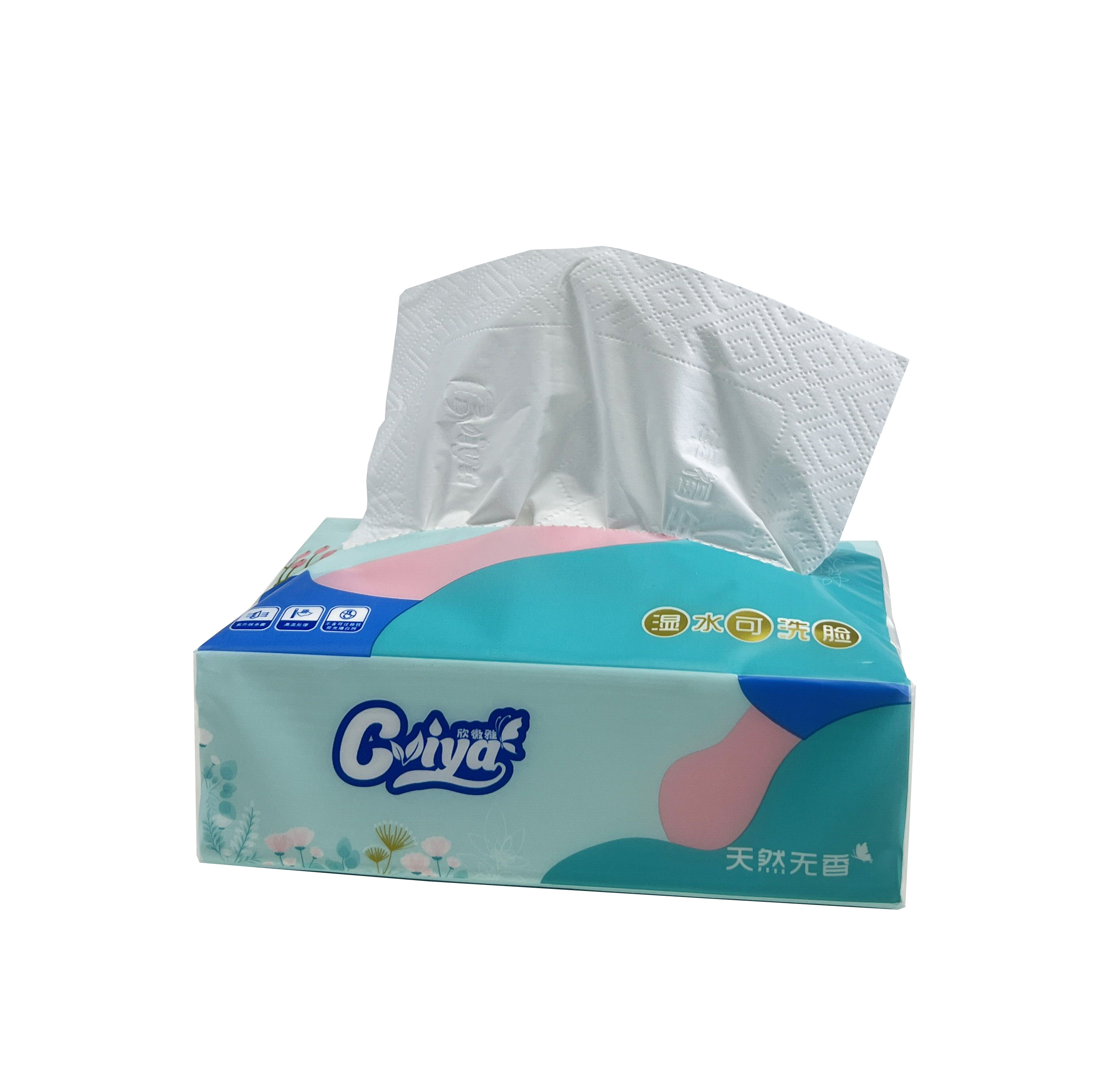 Customized Logo Soft Skin Caring Tissue Paper Napkin  Facial Tissue In Bag For Hotel Home