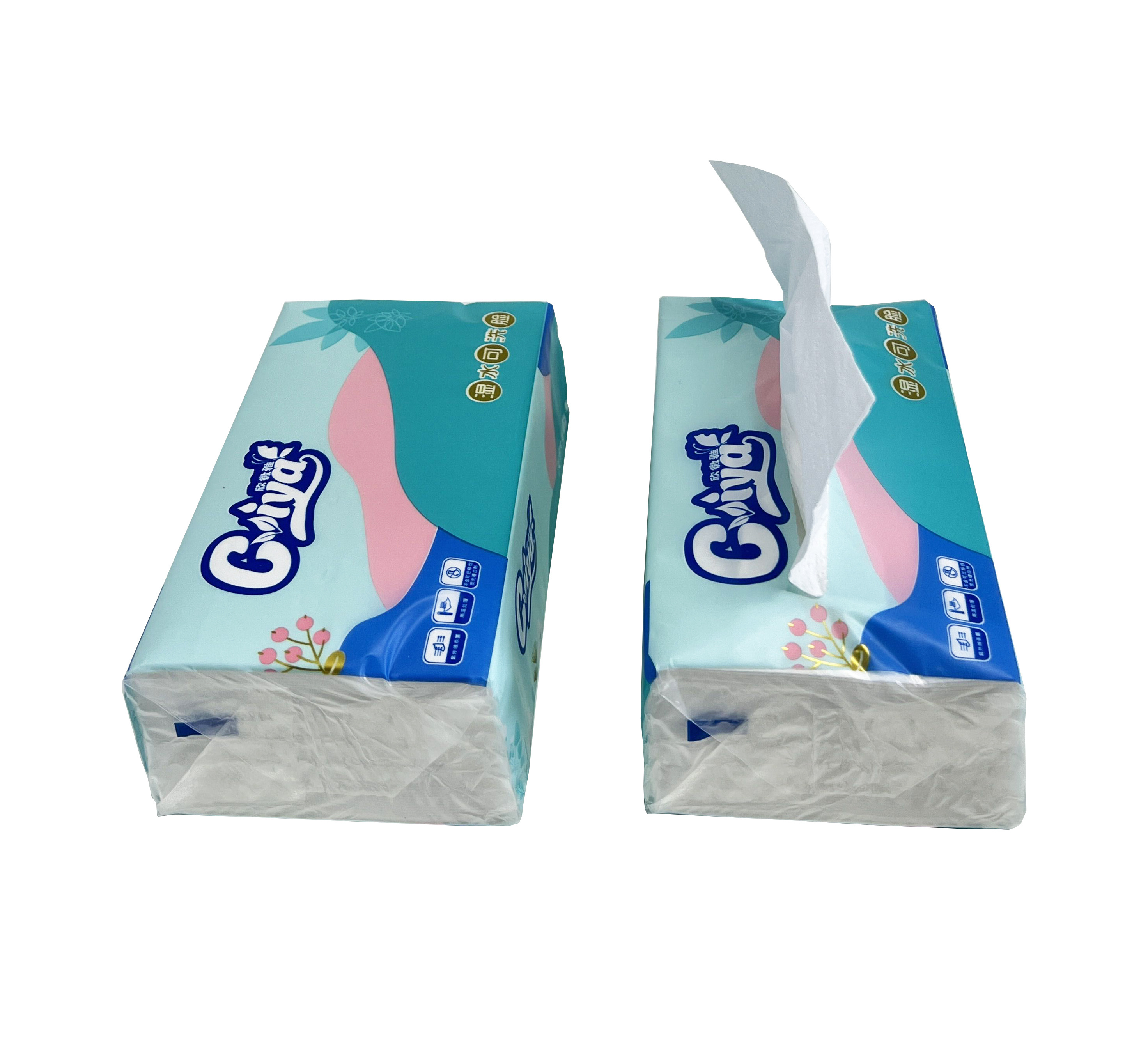 Customized Logo Soft Skin Caring Tissue Paper Napkin  Facial Tissue In Bag For Hotel Home