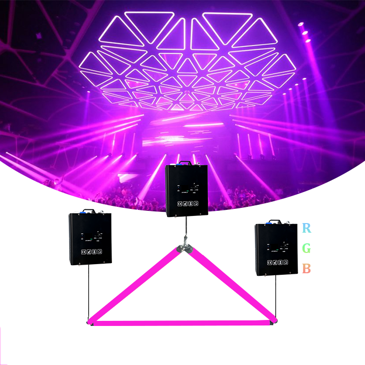 3in1 RGB LED Triangle Kinetic Lifting Tube Stage light With 3 Bar Tubes Lamp Dynamic Control For DJ Nightclubs Events Lighting