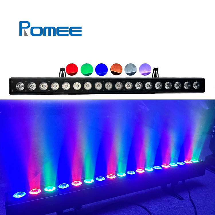 18*18W RGBWA+UV 6in1 LED Wash Wall Light Bar With Rainbow Chasering Strobe Effect For Club DJ  Show Events Stage Lighting