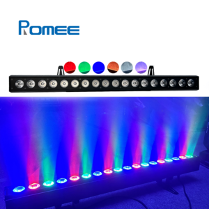 18*18W RGBWA+UV 6in1 LED Wash Wall Light Bar With Rainbow Chasering Strobe Effect For Club DJ  Show Events Stage Lighting