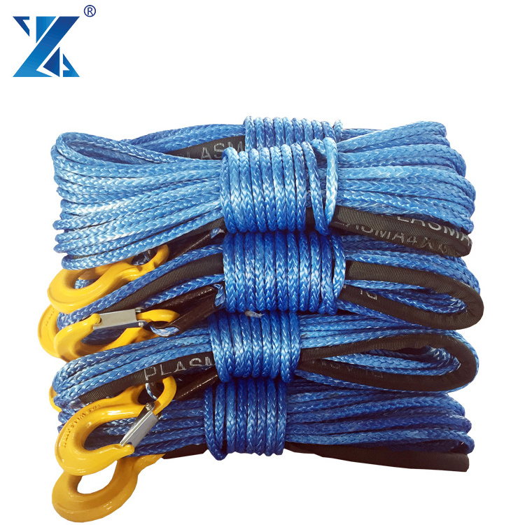 Strong break load Blue Synthetic ATV/UTV Winch Cable/Rope for Tractor tug winch lines