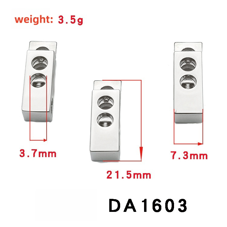 Factory Price Directly Provide Custom Metal Cord Lock Rope Stopper Alloy 2 Hole Cord End Lock