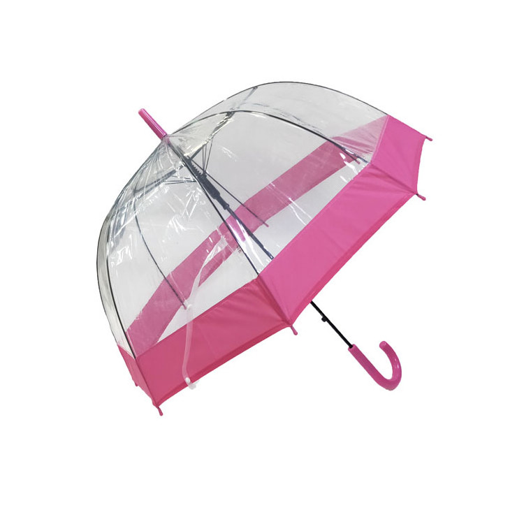 Wide Powder Edge Dome Windproof Automatic Open Children Transparent straight Umbrella