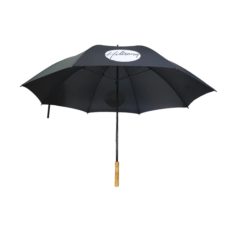 60 Inch Manual Open Fiberglass  Single Layer Canopy Golf Umbrella With  Printing Logo