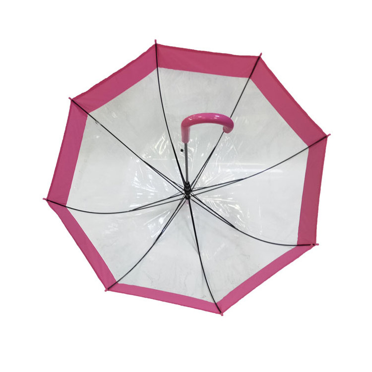 Wide Powder Edge Dome Windproof Automatic Open Children Transparent straight Umbrella