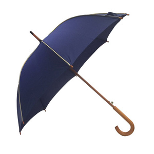 2023 China supplier 23" promotional wooden umbrella High Quality Luxury Wooden Handle Straight Umbrella